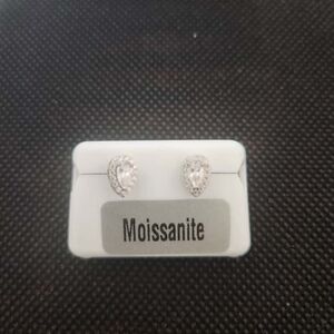 Pear Shape Moissanite Studs 1.00ctw in 925 Silver Teardrop Silver Earrings